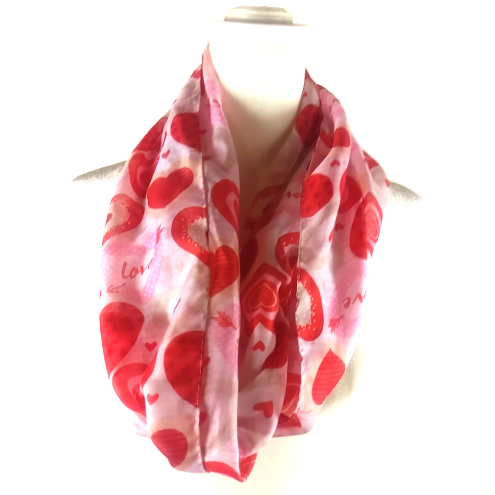 Red Heart Infinity Scarf Love Valentine 68 X 10